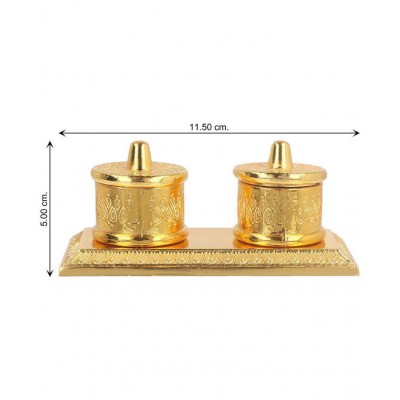 Vyomika Decor Golden Metal Handcrafted Chandan Roli Chopda Pair for Gift and Pooja Purpose...