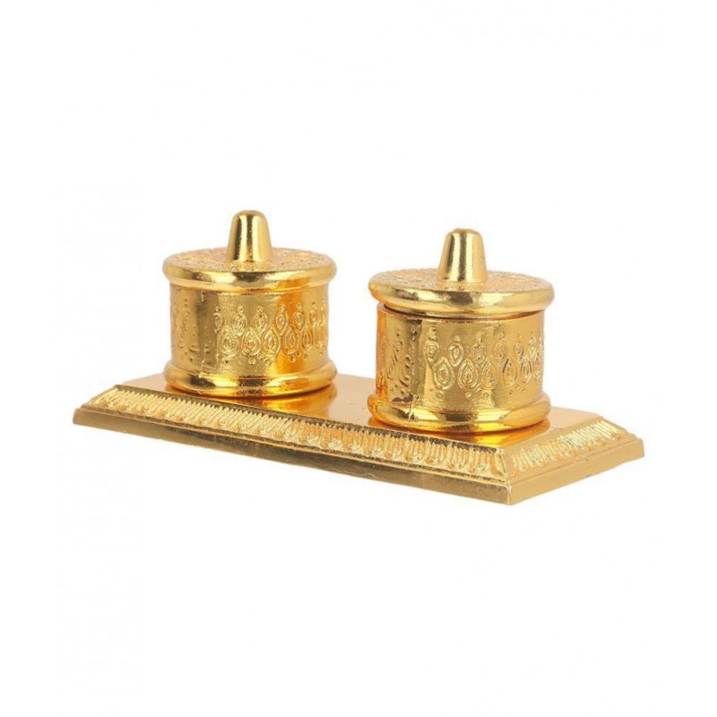 Vyomika Decor Golden Metal Handcrafted Chandan Roli Chopda Pair for Gift and Pooja Purpose...