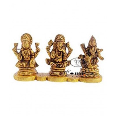Vyomika Decor Lakshmi Ganesha Saraswati Brass Idol