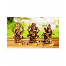 Vyomika Decor Lakshmi Ganesha Saraswati Brass Idol