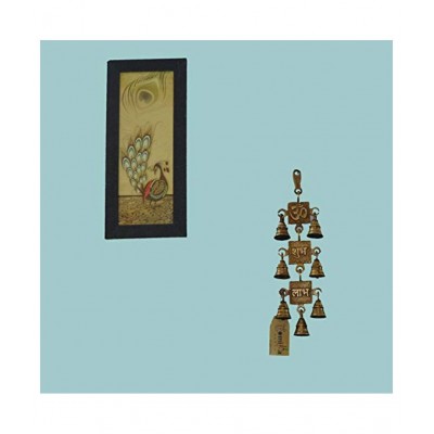 Vyomika Decor Om Shubh Labh Brass Wall Hanging Bells (10 cm x 2 cm x 31, Brown)