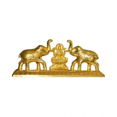 Vyomika Decor Roli Tikka haldi kumkum Double Holder in Metal Elephant Shaped with Laxmi Idol(Golden Plated)