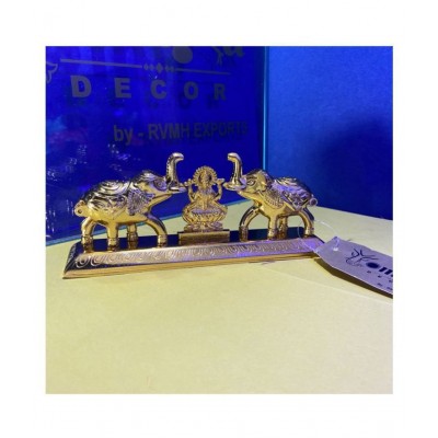 Vyomika Decor Roli Tikka haldi kumkum Double Holder in Metal Elephant Shaped with Laxmi Idol(Golden Plated)