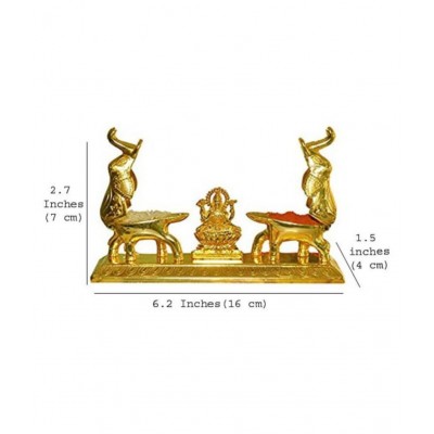 Vyomika Decor Roli Tikka haldi kumkum Double Holder in Metal Elephant Shaped with Laxmi Idol(Golden Plated)