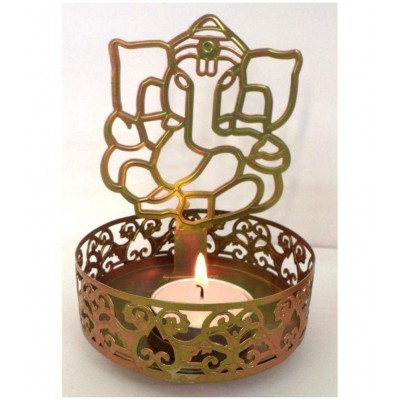 WAY BEYOND Gold Table Top Metal Tea Light Holder - Pack of 1