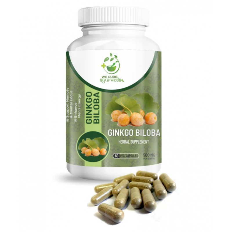 WECURE AYURVEDA Ginkgo Biloba with Bhrami Capsule 500 mg Pack Of 1 WECURE AYURVEDA Ginkgo Biloba with Bhrami Capsule 500 mg Pack Of 1