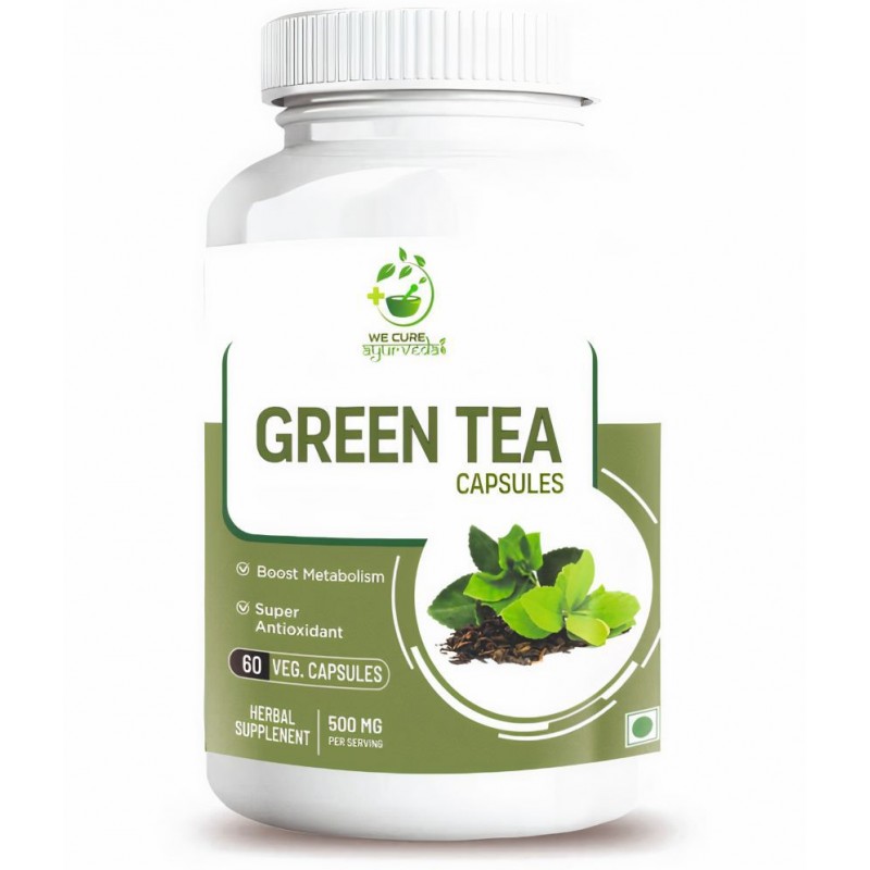 WECURE AYURVEDA Green Tea Capsules For healthy bioactive compounds, May improve brain function 60 gm Multivitamins Tablets