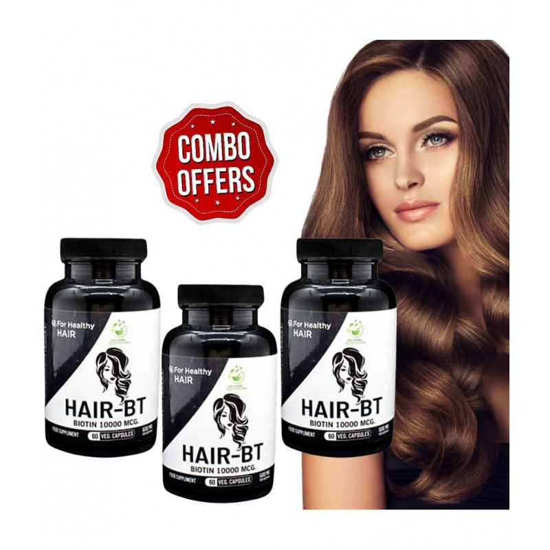 WECURE AYURVEDA Hair Biotin - for Energy, Metabolism,Hair Growth, Glowing Skin Vitamin Capsules 180 l Multivitamins Capsule Pack of 3