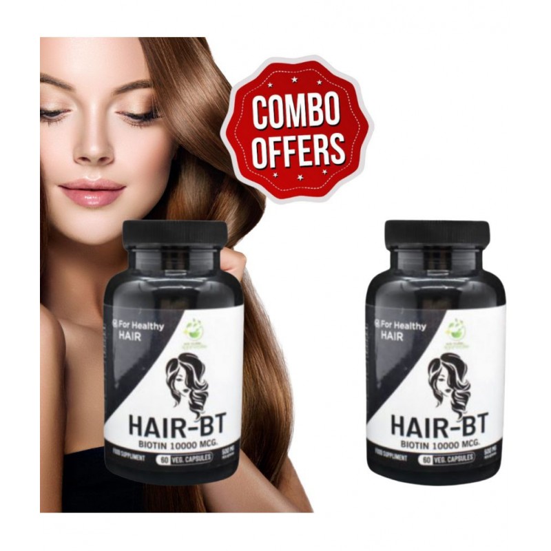 WECURE AYURVEDA Hair Biotin Suppliment Supports Hair Growth,Glowing Skin & Strong Nails Capsules 120 l Multivitamins Capsule Pack of 2
