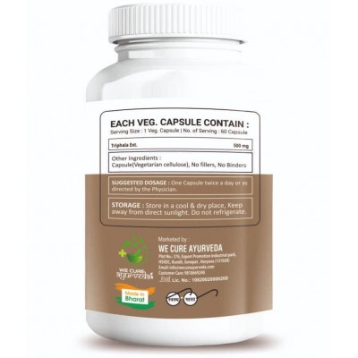 WECURE AYURVEDA Organic Triphala for Daily Detoxifying, Cleansing, & Rejuvenating, 60 Capsules 60 gm Multivitamins Tablets