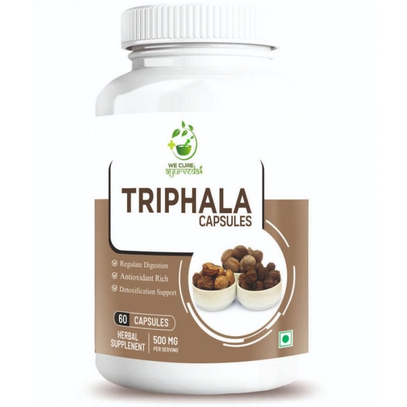 WECURE AYURVEDA Organic Triphala for Daily Detoxifying, Cleansing, & Rejuvenating, 60 Capsules 60 gm Multivitamins Tablets
