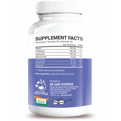 WECURE AYURVEDA Sleep Support 10-in-1 Stress & Mood Support - Melatonin for Adults 60 Capsules 60 gm Multivitamins Tablets