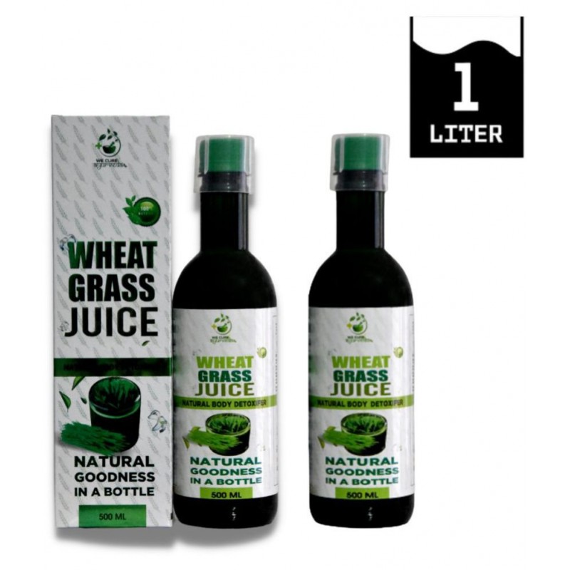 WECURE AYURVEDA Wheat Grass Juice 1 Litre Combo pack 2 Liquid 2 gm Pack Of 2