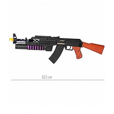 WISHKEY AK-74 Laser Toy Action Riffle Gun With Rotating Flash Light, Thrilling Musical Sound Effects With Vibration, Realistic Gun Game For Kids & Boys