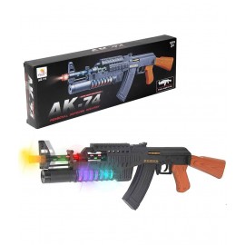WISHKEY AK-74 Laser Toy Action Riffle Gun With Rotating Flash Light, Thrilling Musical Sound Effects With Vibration, Realistic Gun Game For Kids & Boys