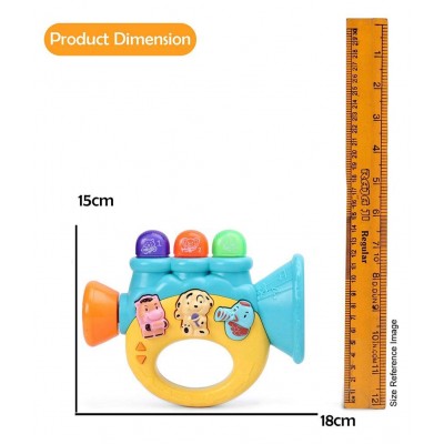 WISHKEY Colorful Musical Trumpet with Light & Different Sounds, Battery Operated Fun Educational Entertainment Toys for Toddlers ( Pack Of 1, Multicolor)