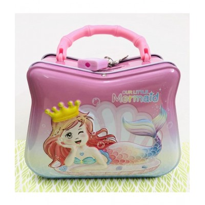 WISHKEY Cute Attractive Cartoon Mermaid Piggy Bank with Security Lock & Keys for Kids Money Saving Storage Coin Collector Box for Boys & Girls