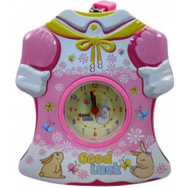 WISHKEY Cute Attractive Dress Piggy Bank with Battery Operated Clock, Security Lock & Keys for Kids Money Saving Storage Coin Collector Box for Kids