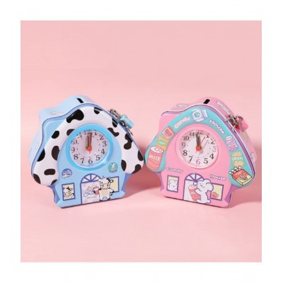 WISHKEY Cute Attractive House Piggy Bank with Battery Operated Clock, Security Lock & Keys for Kids Money Saving Storage Coin Collector Box for Kids