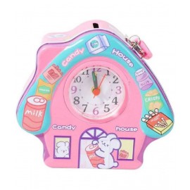 WISHKEY Cute Attractive House Piggy Bank with Battery Operated Clock, Security Lock & Keys for Kids Money Saving Storage Coin Collector Box for Kids