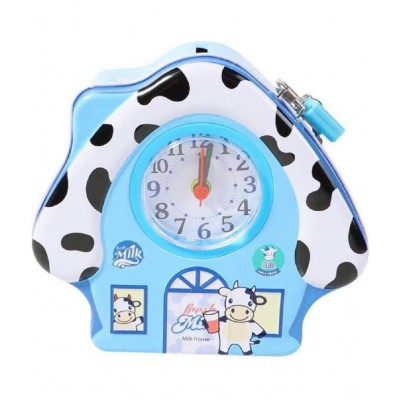 WISHKEY Cute Attractive House Piggy Bank with Battery Operated Clock, Security Lock & Keys for Kids Money Saving Storage Coin Collector Box for Kids