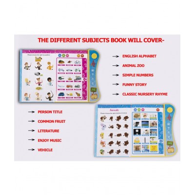 WISHKEY Interactive Learning Phonetic Children Educational Book English Reading Electronic Activity Pre-schoolers Learning Aid With Music For Kids (Pack Of 1, Multicolor)