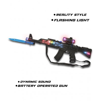 WISHKEY Miniature Laser Toy Action Gun with Rotating Flash Light, Thrilling Musical Sound Effects with Vibration, Realistic Gun Game for Kids & Boys