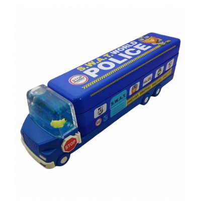 WISHKEY Multipurpose Shiny Cute Cartoon Printed Pencil Case For Kids, Large Capacity Students Stationery Box With Inbuilt Pencils Sharpener For Girls Boys(Blue)