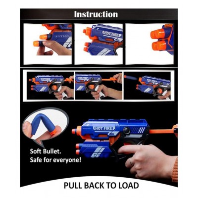 WISHKEY Plastic Blaze Storm Manual Soft Bullet Gun Toy with 20 Safe Soft Foam Bullets, Fun Target Shooting Battle Fight Game For Kids (Pack Of 1, Multicolor)