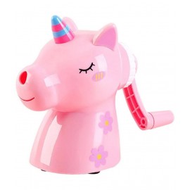 WISHKEY Plastic Cute Cartoon Unicorn Shaped Manual Color Pencils/Pencil Sharpener For Toddlers, Table Sharpener Machine School Stationary Gift for Kids ( Pack Of 1, Pink)