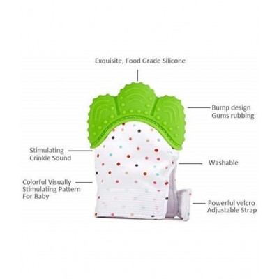 WISHKEY Printed Infant Teething Mittens Food Grade Silicone Self Soothing Teether Gloves Toy For Babies Of 3-12 Months