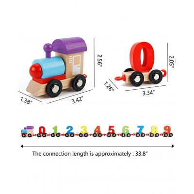 WISHKEY Wooden Digital Colorful Train with 0 to 9 Number, Learning Educational Model Vehicle Toy With Wheels For Toddler Kids 3 Years & Above (Pack Of 11, Multicolor)