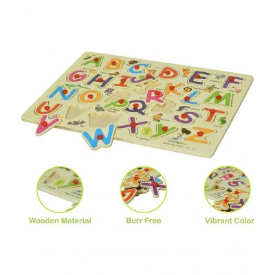 WISHKEY Wooden English Alphabet A to Z and Number Shapes with Early Educational Board for Preschooler Kids (Pack Of  2, Multicolor)