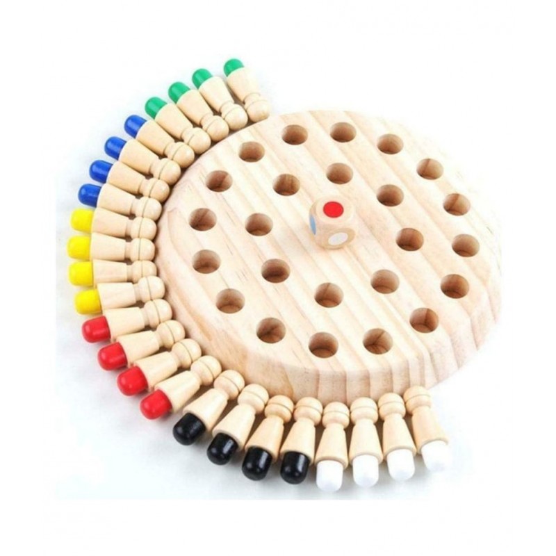 WISHKEY Wooden Memory Stick Chess Game, Educational Color Matching Block Board Brainteaser Kid Intelligence IQ Brain  Toy for Boys and Girls