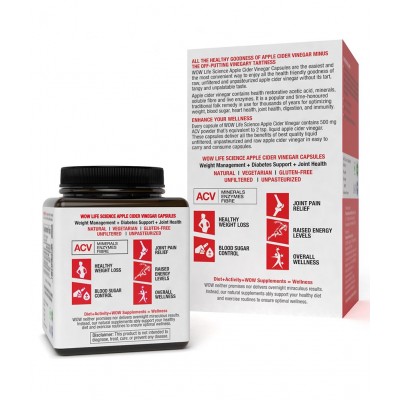 WOW Life Science Apple Cider Vinegar Capsules, 60 Capsules
