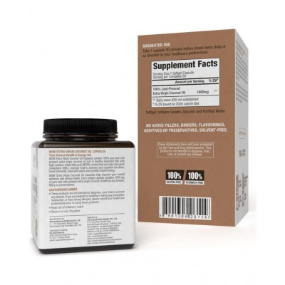 WOW Life Science Extra Virgin Coconut Oil, 60 Softgel Capsules WOW Life Science Extra Virgin Coconut Oil, 60 Softgel Capsules