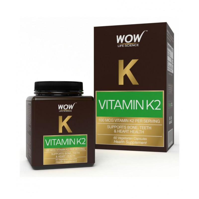 WOW Life Science Vitamin K2 Capsules - 100mcg - 60 Vegetarian Capsules