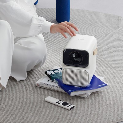 Wanbo T6max Android 9.0 1080P Projector 550ANSI Lumens Electric Focus Four-Point Keystone Correction 5G-WIFI Wireless Cast Screen Bluetooth 5.0 2+16GB AI Voice Control Home Theater Mini Projector Outdoor Movie EU Plug