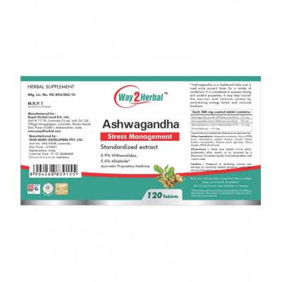 Way2Herbal Ashwagandha Tablet 120 no.s Pack Of 1