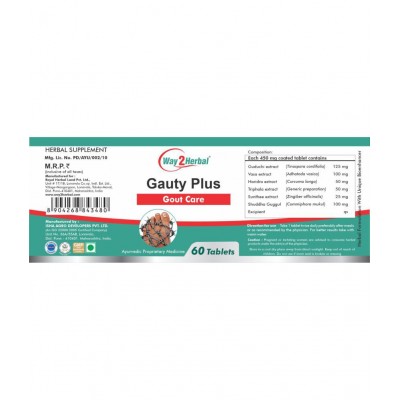 Way2Herbal GAUTY PLUS Tablet 60 no.s Pack Of 1