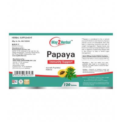 Way2Herbal Papaya Tablet 120 no.s Pack Of 1