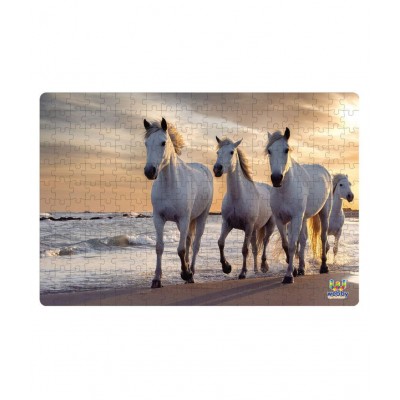 Webby Beautiful White Horses Cradboard Jigsaw Puzzle, 252 pieces
