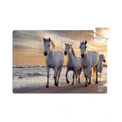 Webby Beautiful White Horses Cradboard Jigsaw Puzzle, 252 pieces