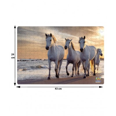 Webby Beautiful White Horses Cradboard Jigsaw Puzzle, 252 pieces