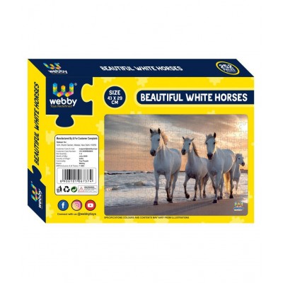 Webby Beautiful White Horses Cradboard Jigsaw Puzzle, 252 pieces