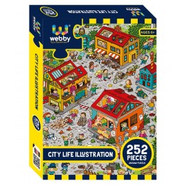Webby City Life Illustration Cardboard Jigsaw Puzzle, 252 pieces