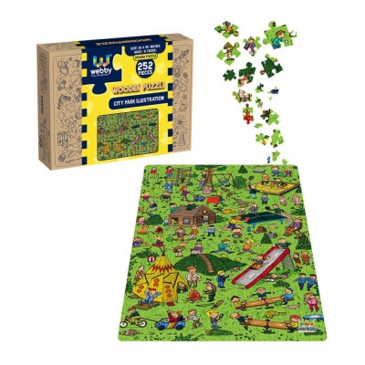 Webby City Park Illustration Wooden Jigsaw Puzzle, 252 Pieces