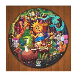 Webby Fazzle(New Puzzle Design) Jungle Party Theme Wooden Jigsaw Puzzle for Boys & Girls/Kids Toy with Display Stand, 50 Pcs