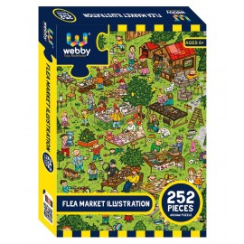 Webby Flea Market Illustration Cardboard Jigsaw Puzzle, 252 pieces