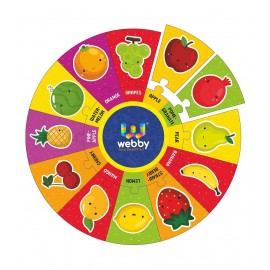 Webby Fruits Wooden Round Jigsaw Floor Puzzle, 13 Pcs